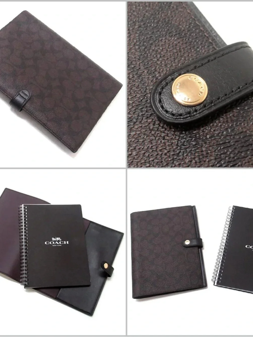 Coach Brown Leather Notebook with Embossed Logo